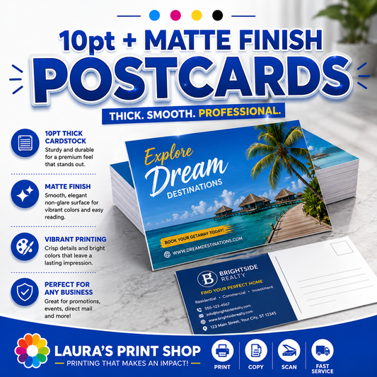 10pt + Matte Finish PostCards